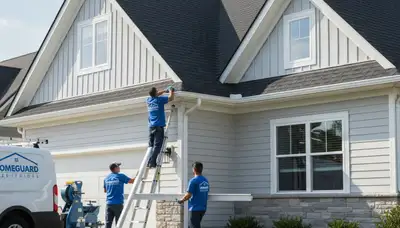 Seamless vinyl gutters installed on Memphis TN home exterior by Next Level Exteriors