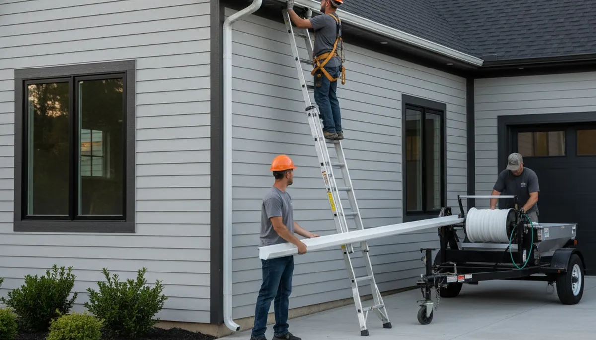Seamless gutters installed on a Memphis, TN home by Next Level Exteriors for leak-free storm protection