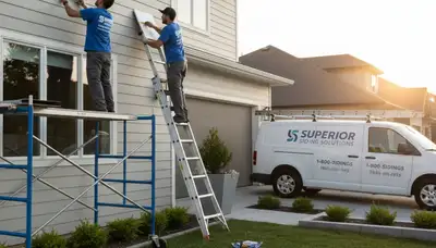 Technician repairing damaged vinyl siding on Memphis TN home exterior